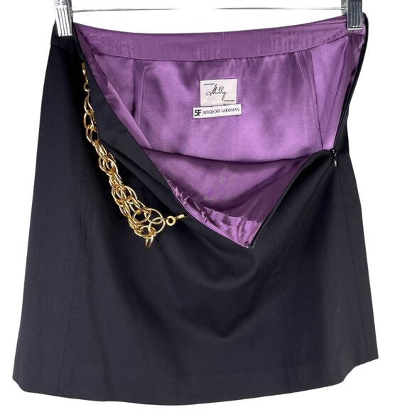 Milly of New York Black Mini Skirt 6 Gold Chain Y2K - Picture 9 of 16